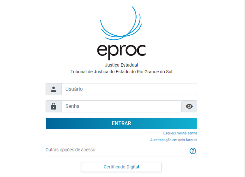 Tela de Login do EPROC